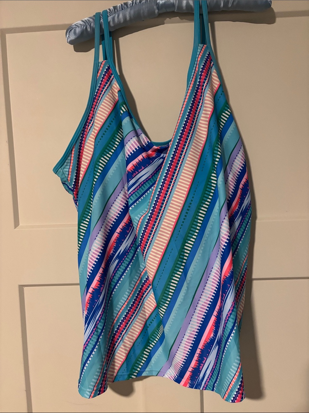 Women’s Teal Multi-Stripe Tankini